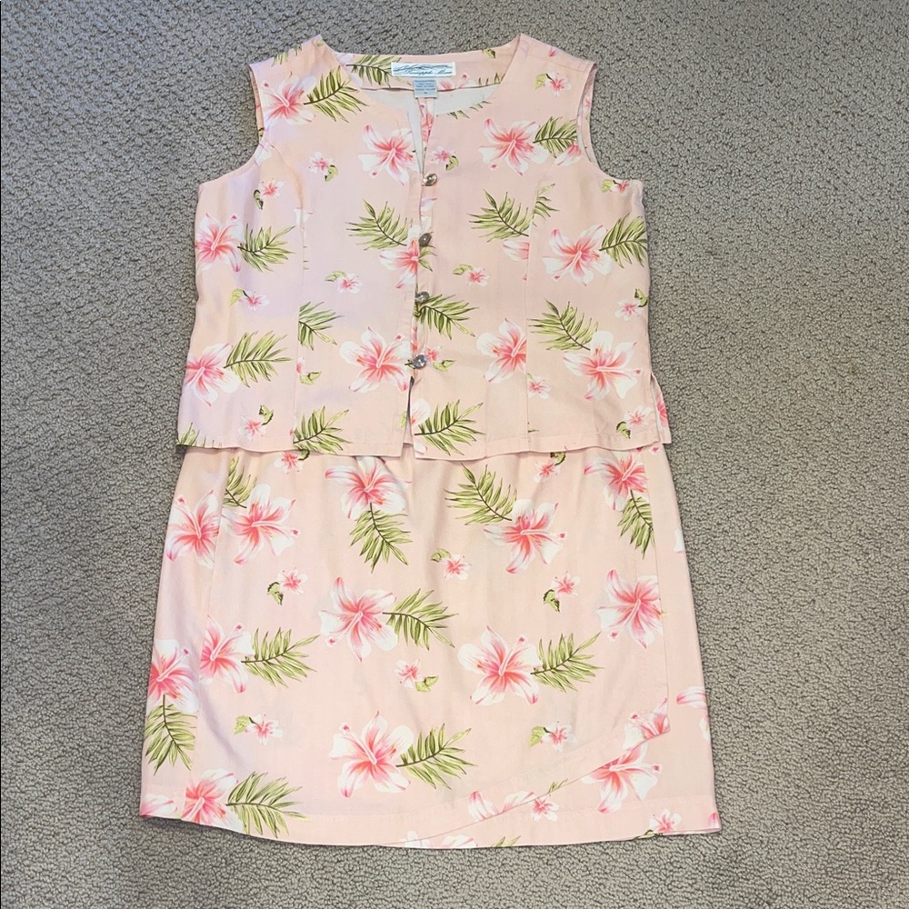 Pineapple Moon Floral Silk Top and Wrap Skirt
